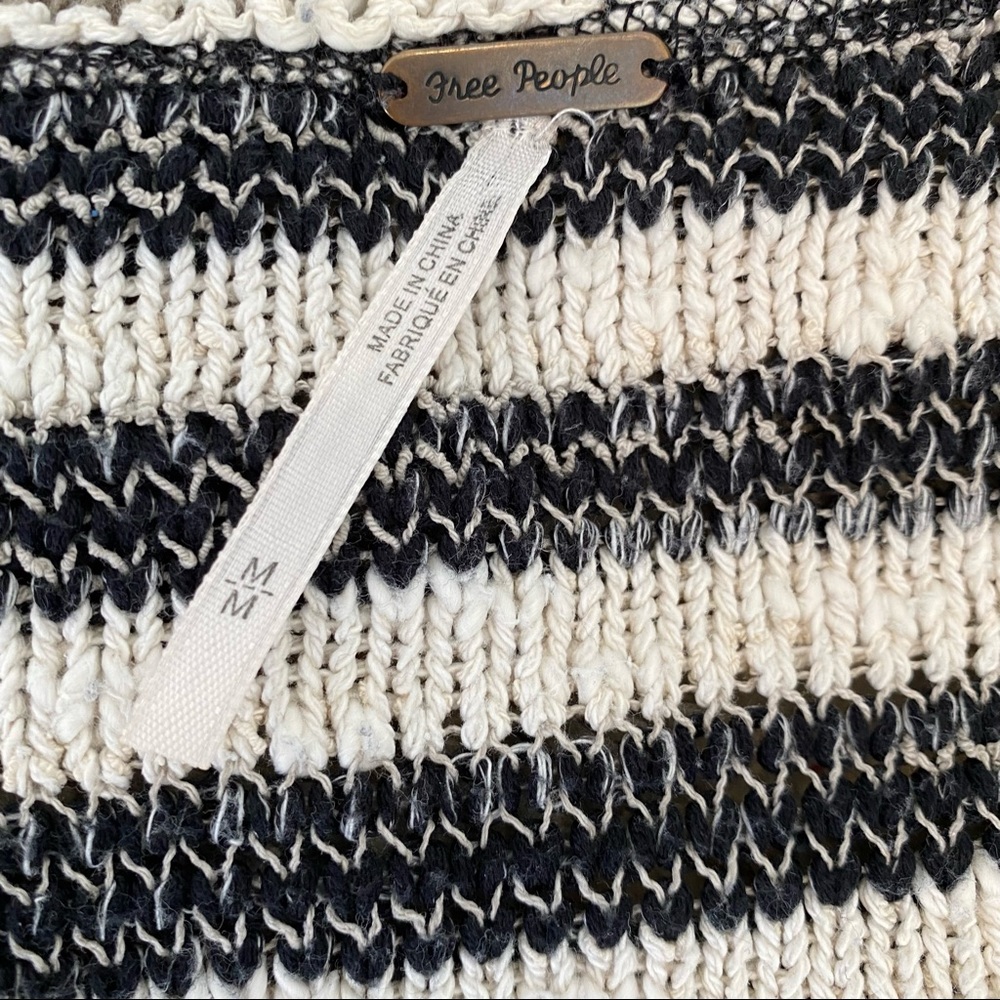 Free People Striped Spells Trouble Oversized V-neck Knit Top - Picture 7 of 8